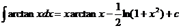 integral(arctan(x)*dx) = x*arctan(x) - 1/2*ln(1+x^2) + c